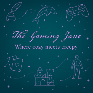 The Gaming Jane Where cozy meets creepy. A deep teal background with constellation style images representing different games.